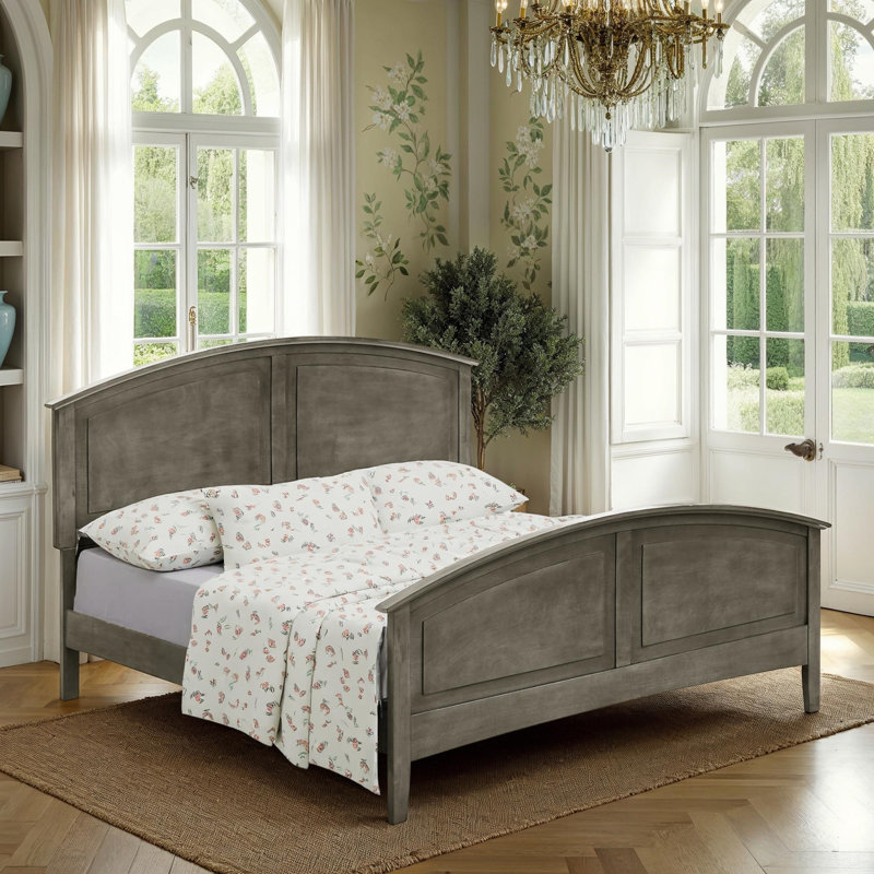 Lit en bois gris élégant et relaxant, panneau de particules, Grand lit
