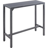Outdoor Bar Table Patio High Pub Table 55”L Counter Height Table With Waterproof Top And Sturdy Metal Frame For Hot Tub/Poolside/Garden/Balcony/Hallway/Bistro, Rectangle, Black