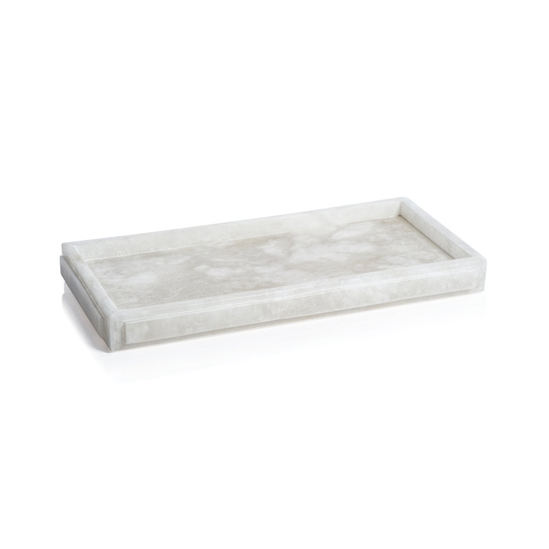 Plateau en albâtre Cremona, H 1,25 po x l 14 po x P 7 po
