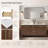 72" Fully Assembled Double Sink Bathroom Vanity with Solid Surface White Granite Top & Backsplash