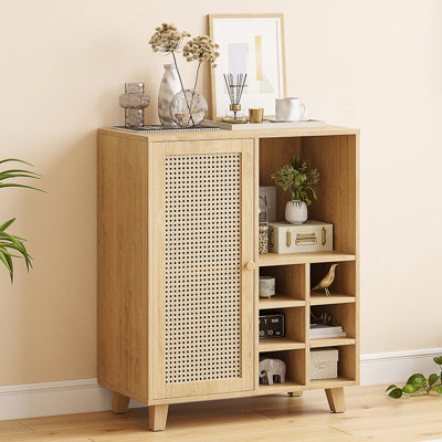 Sideboard Cabinet With Storage, 34 Inch Wine Bar Cabinet With Wine Racks, Buffet Cabinets For Home, Living Room