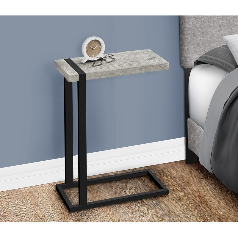 Table d'appoint, en forme de C, bout, côté, collation, stratifié gris, métal noir, contemporain, moderne, Gris
