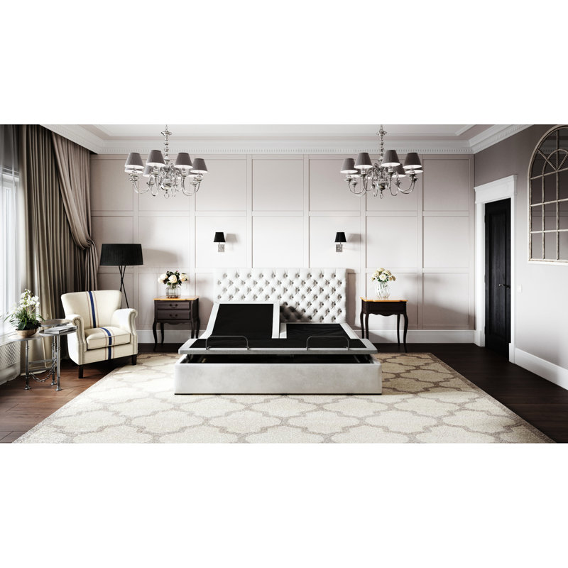 Base de lit réglable Btx5 - tête et pied réglables, 4 ports, massage double, positions inférieures, moteur 6000n tête / pied, télécommande sans fil, tissu non tissé + tissé, aucun sommier nécessaire, noir
