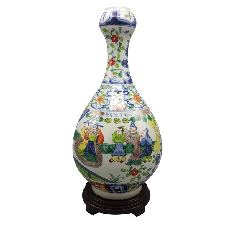 Chinese Vase Garlic Shaped Famile Vert