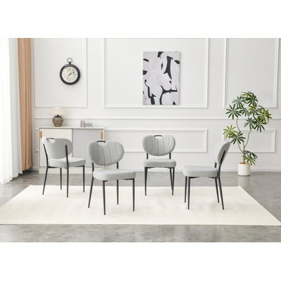 Ensemble de 4 chaises de salle à manger, chaises de salle à manger rembourrées en cuir de qualité supérieure, rembourrage en éponge à haute résilience, pieds en métal avec finition en aérosol (gris, ensemble de 4)