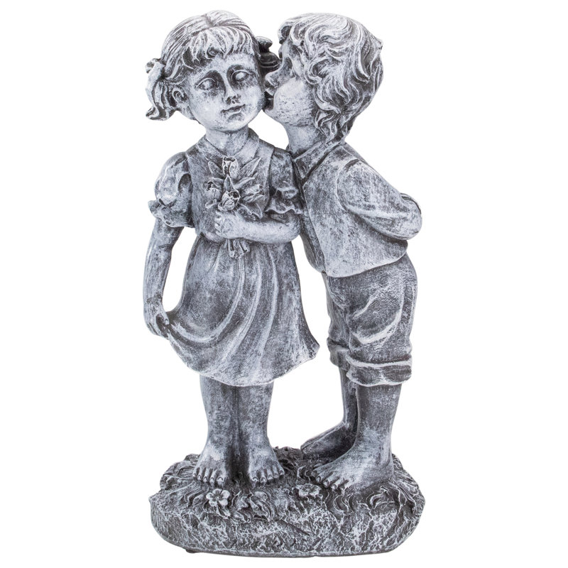 Statue de jardin 12,5 po Peck on the Cheek