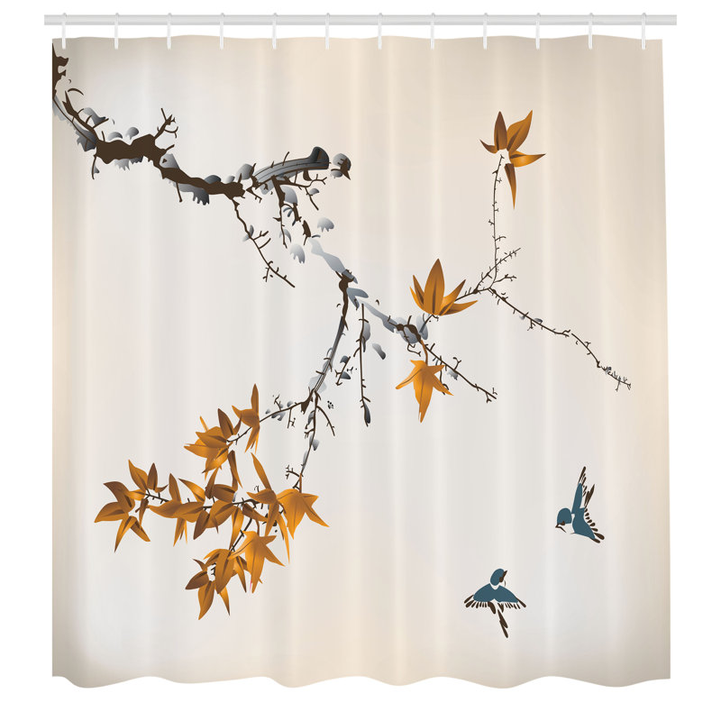 Ensemble de rideau de douche japonais + crochets, H 75 po x l 69 po, Bleu ardoise