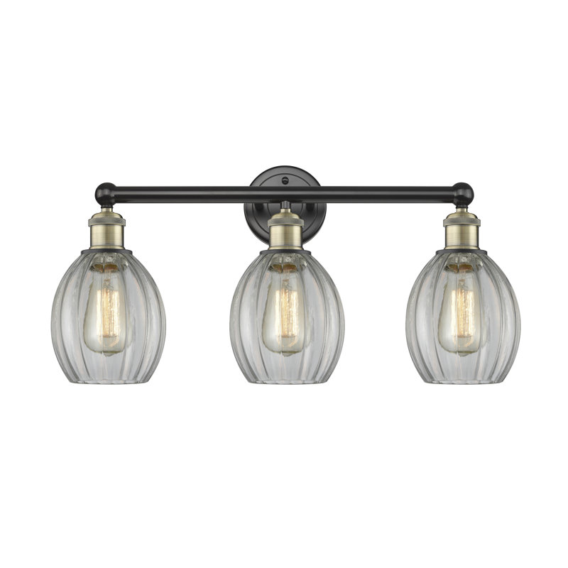Bolduc 23.5" W Dimmable Metal 3-Light Vanity Light, Clear, Black Antique Brass