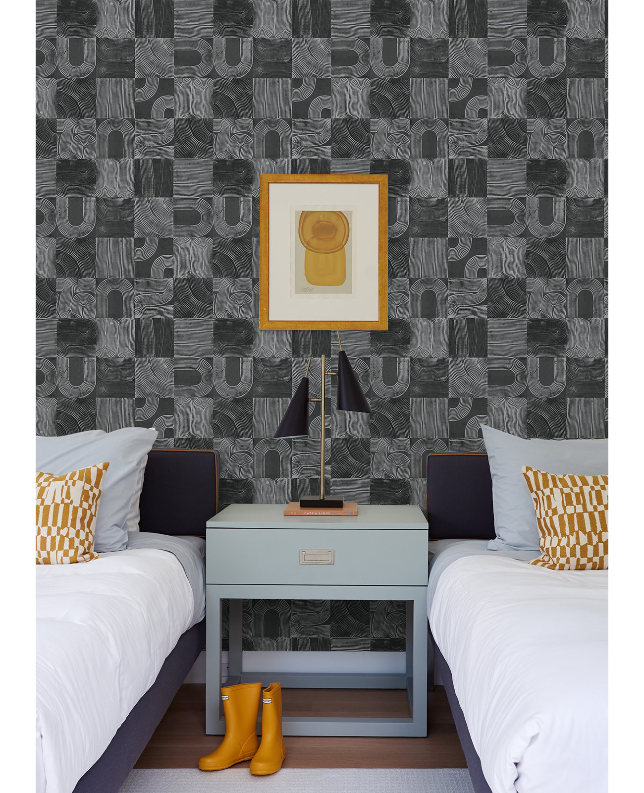 Jacobsen Modern Peel & Stick Geometric Wallpaper, Black
