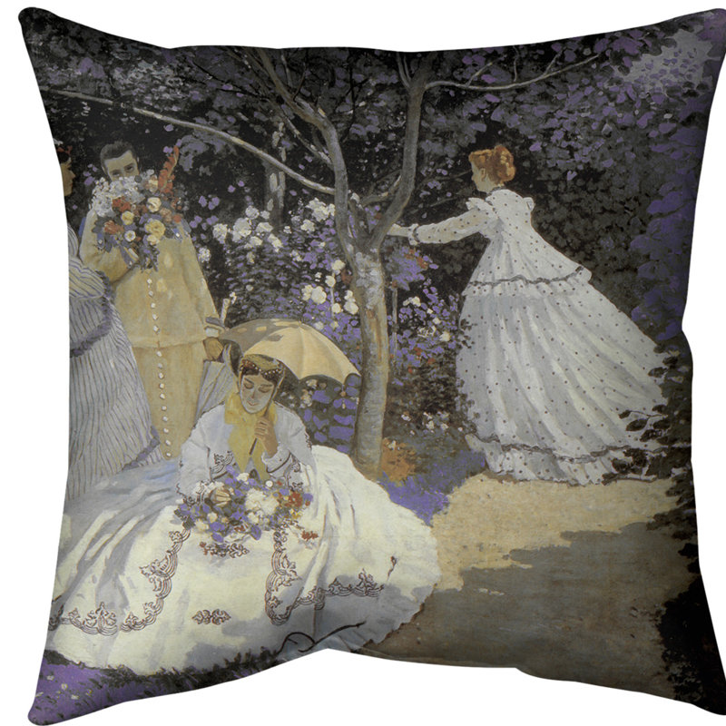 Coussin pour hommes de jardin claude monet, Mauve, Bourre en polyester, Faux lin