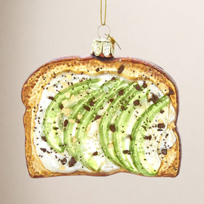 Kurt Adler Noble Gems Glass Ornament for Christmas Tree, Avocado Toast