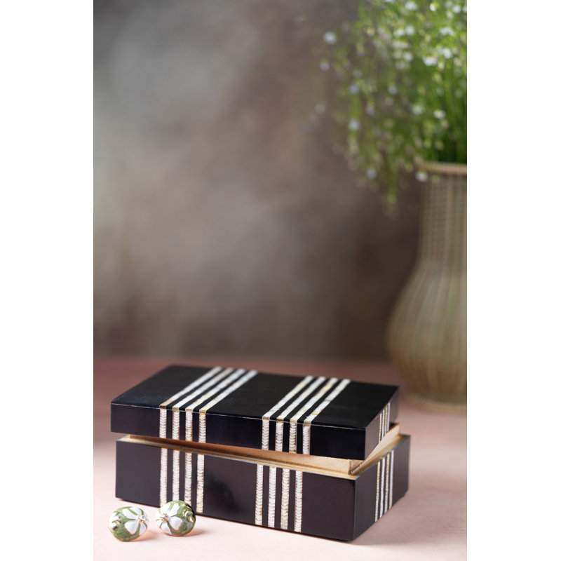 Medium Black Resin Box, 2.5" H x 7" W x 4.5" D