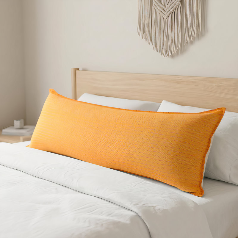 Coussin en coton tissé à la main Artisan - losanges jaunes - 16 po x 48 po, Housse de coussin seulement - sans coussin