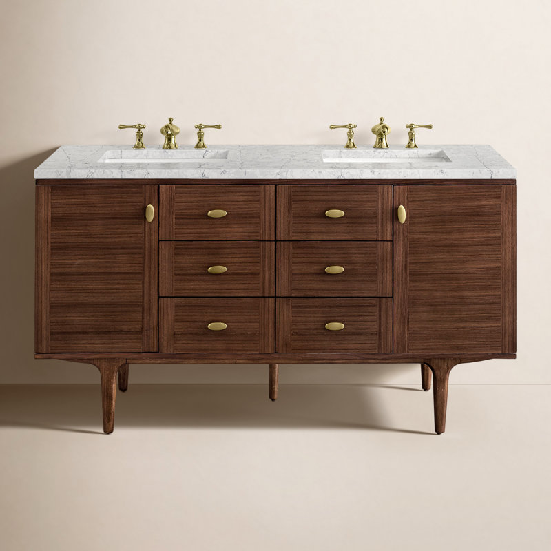 Curiel Double Bathroom Vanity Set, Eternal Jasmine Pearl, 8" Widespread, 60"