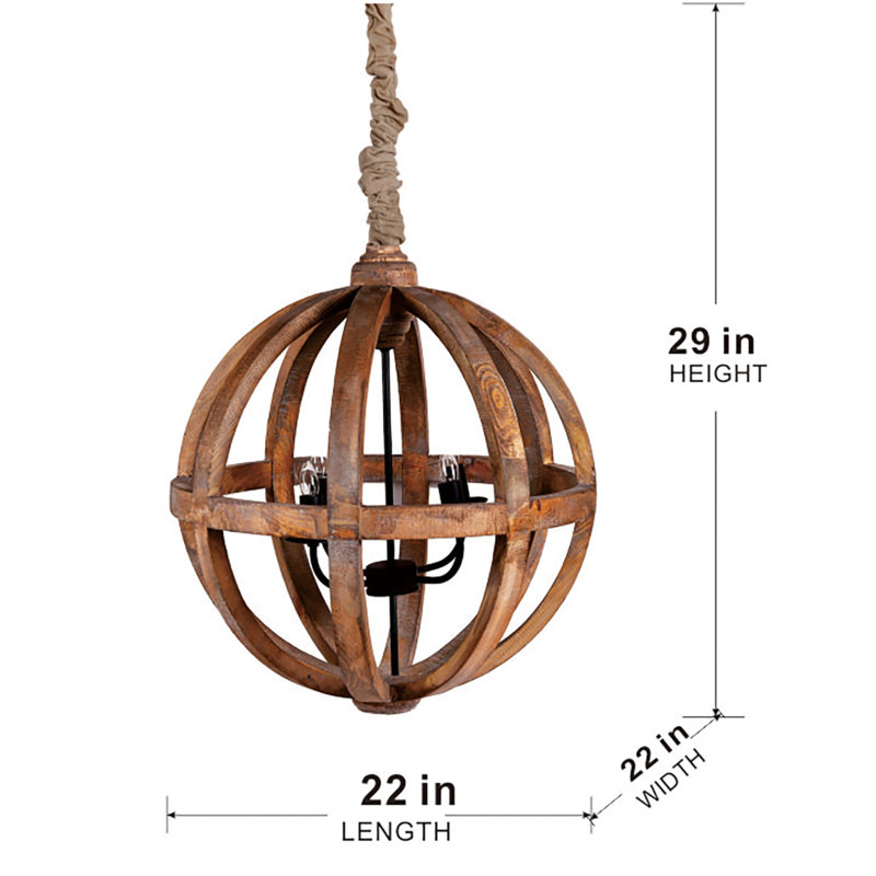 Lustre géométrique en bois 4 lumières Caisley