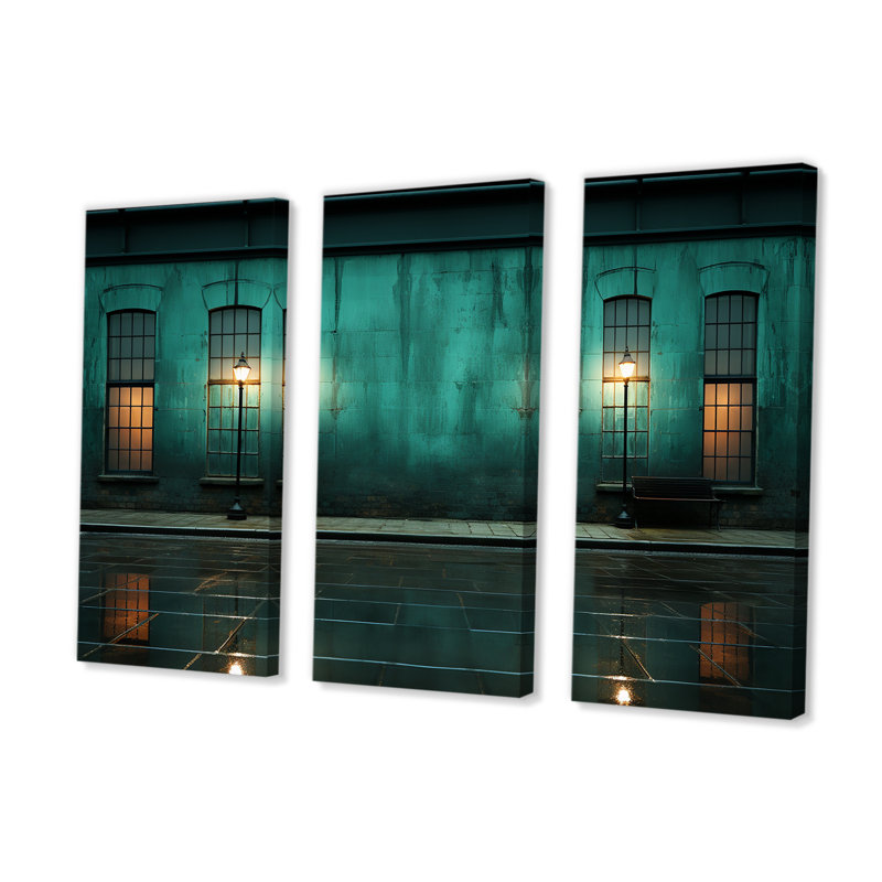 Turquoise, crépuscule, photographie industrielle II - ensemble d'art mural usines, H 28 po x l 36 po x P 1 po
