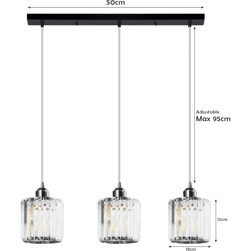 3 - Light Pendant, Chrome, Black