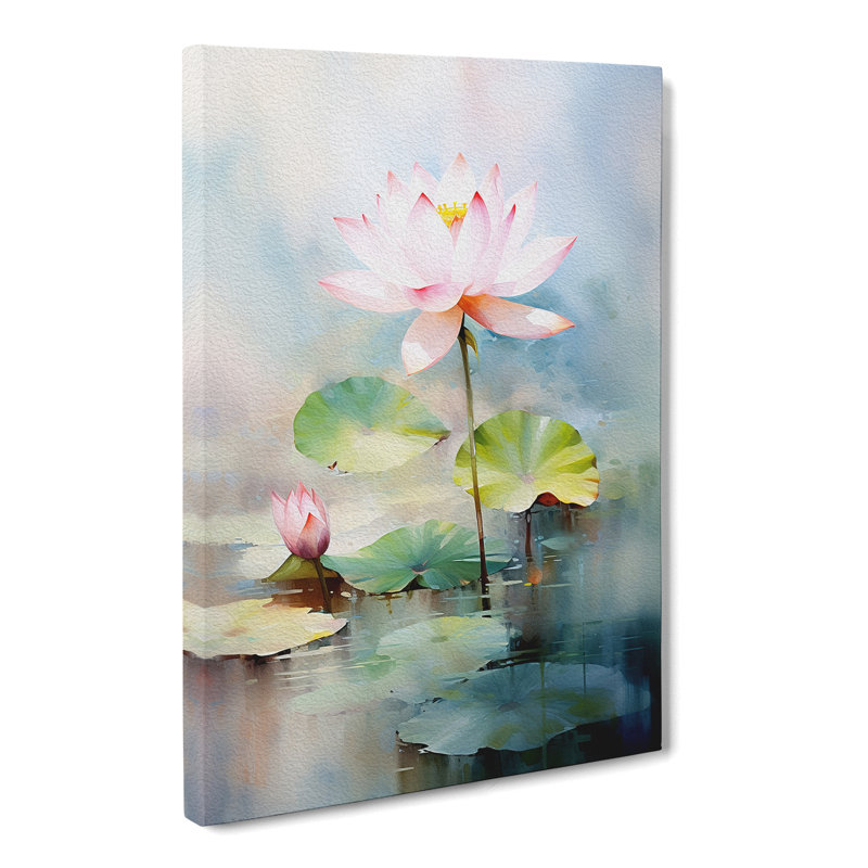 Lotus Flower Impressionism - Wrapped Canvas Print, 76cm H x 50cm W x 3cm D