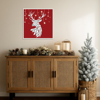 «White Deer and Hanging Stars» par Fab Funky, impression sur toile encadrée