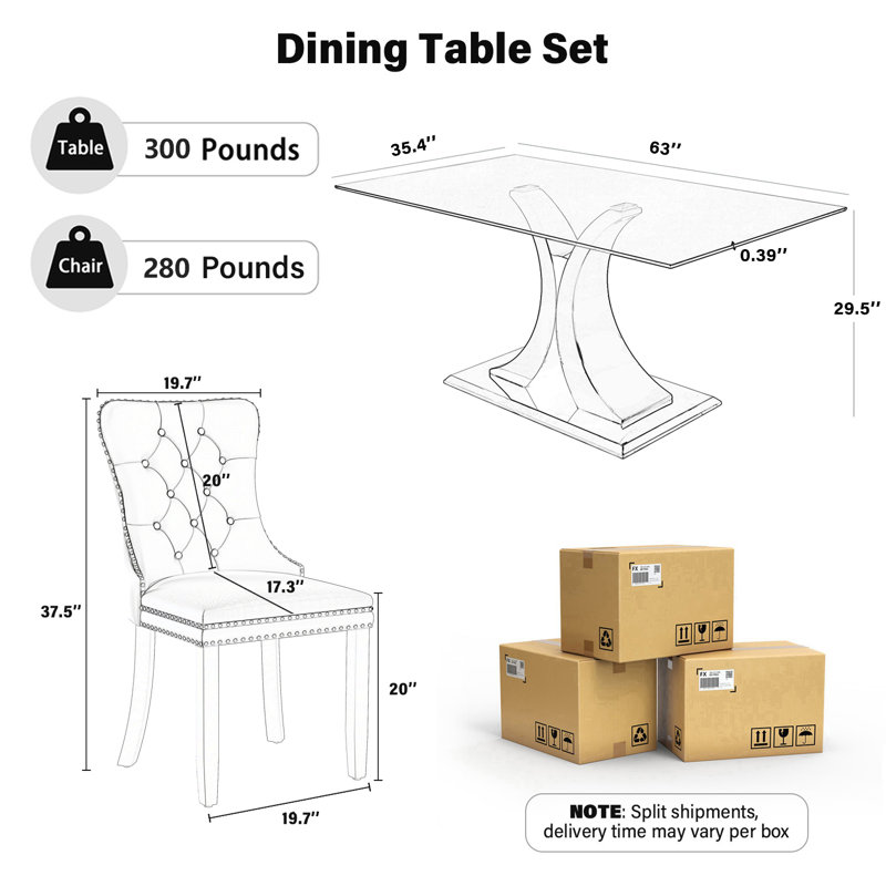 Ensemble de table de salle à manger rectangulaire en verre trempé, 5, Mauve, Blanc