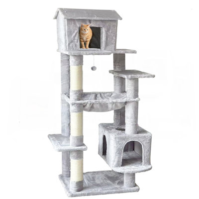 63 Inches Multi-Level Large Cat Tree  Gray