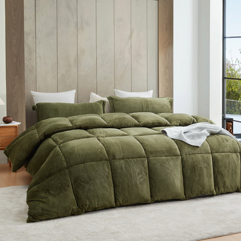 Ensemble d'édredon surdimensionné très épais Thickest Comas, Édredon pour très grand lit + 2 très grandes ta, Vert