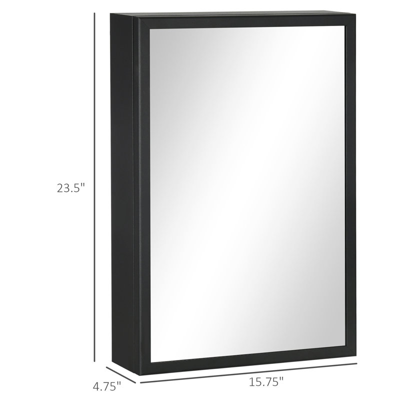 Armoire murale de salle de bain avec miroir et tablettes de rangement, noir