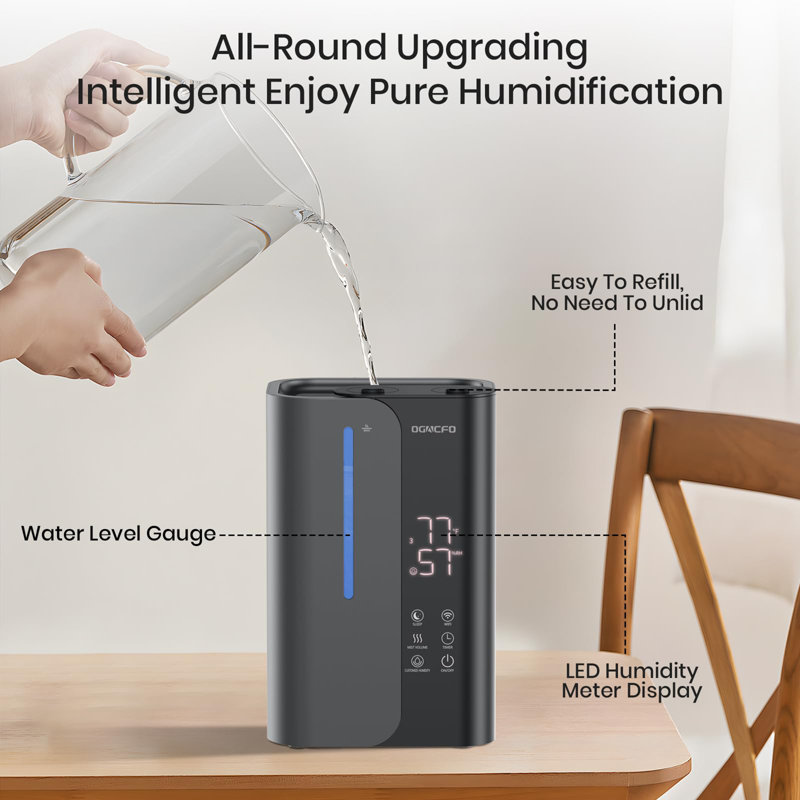 Top Fill 5L Large Room Smart Humidifier, Grey