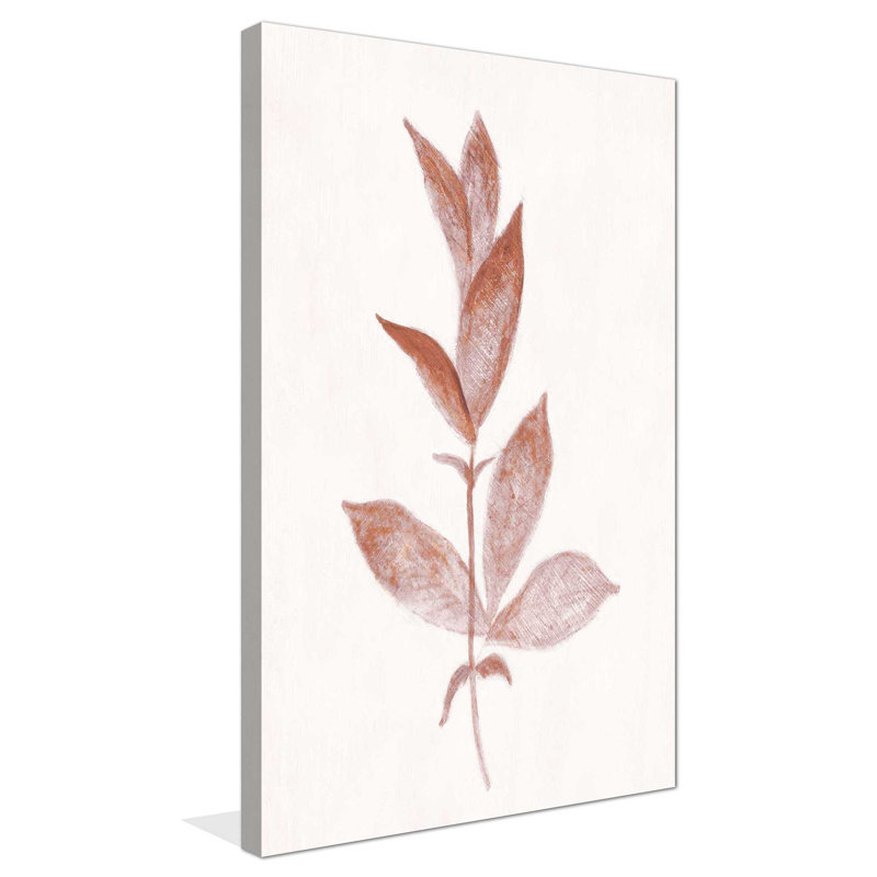 «Red Leaf II» par Tava Studios - Peinture, L 18 po x H 30 po, Toile tendue