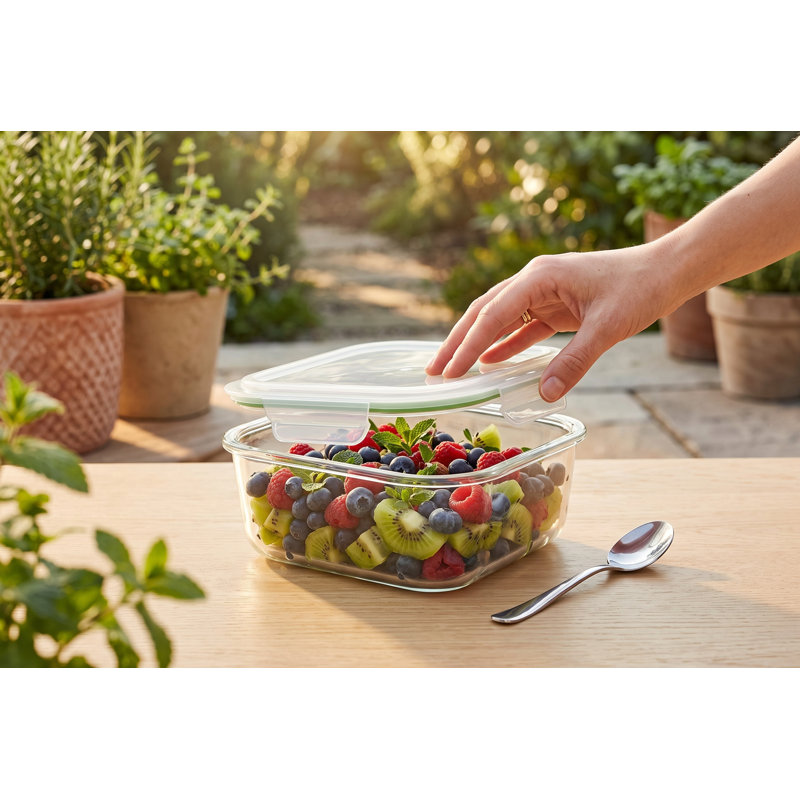 Contenant alimentaire vitré en verre borosilicaté 1,2L avec couvercle hermétique 1,2L pour la préparation des repas