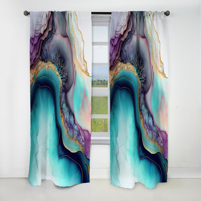 Blue Purple Abstract Geode III - Abstract Marble Curtain - Blackout Marble Curtain - 1 Panels