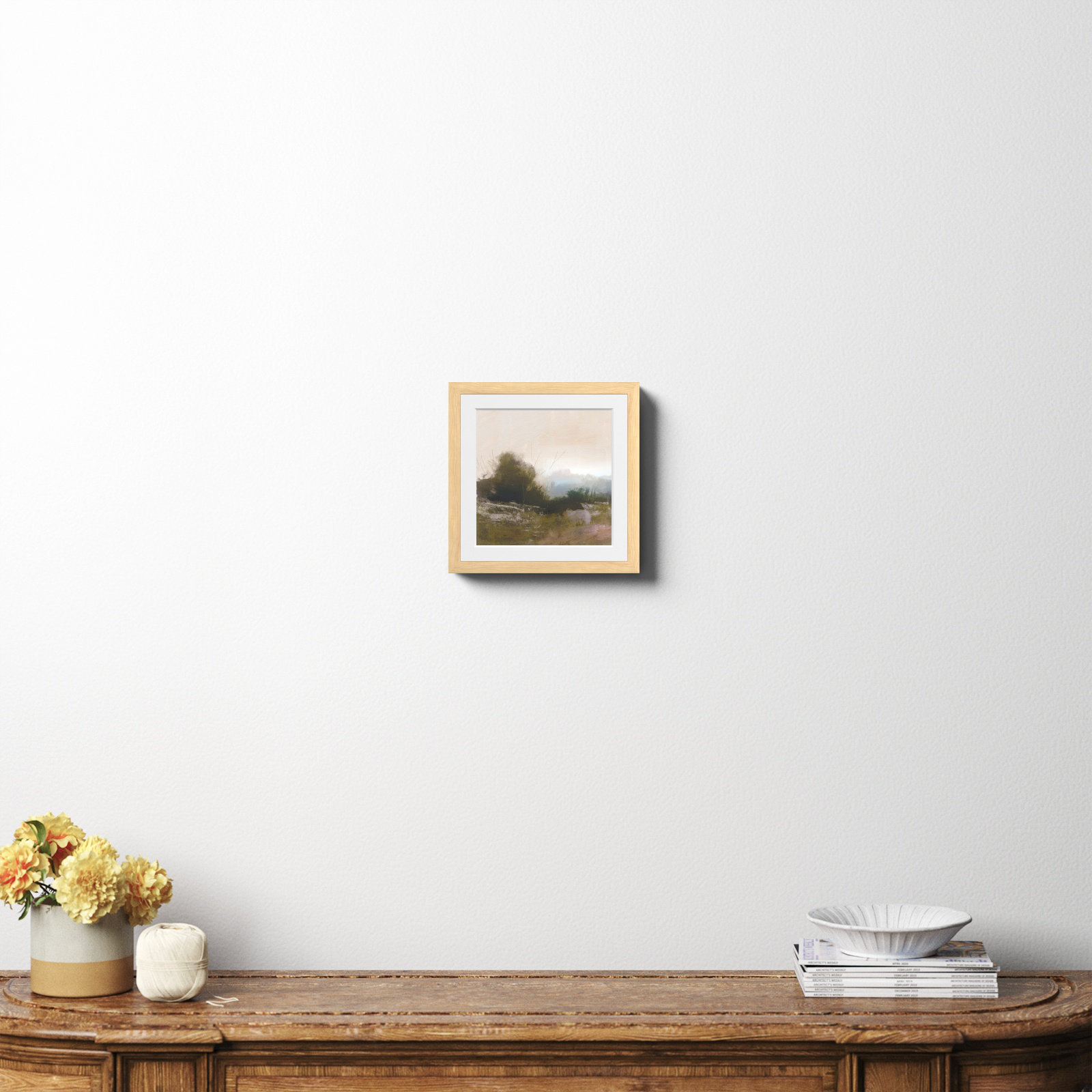Spring Farm by Dan Hobday Art, Yes, 12" H x 12" W x 0.75" D, Natural Framed Paper