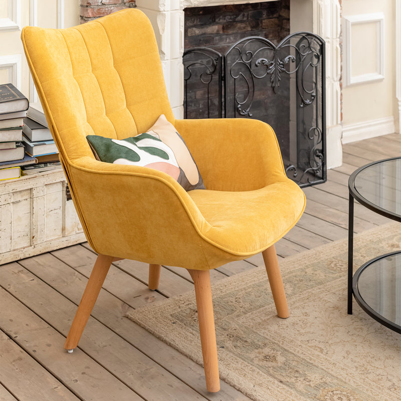 Drucker 68cm Wide Tufted Wingback Chair, Ginger Fabric