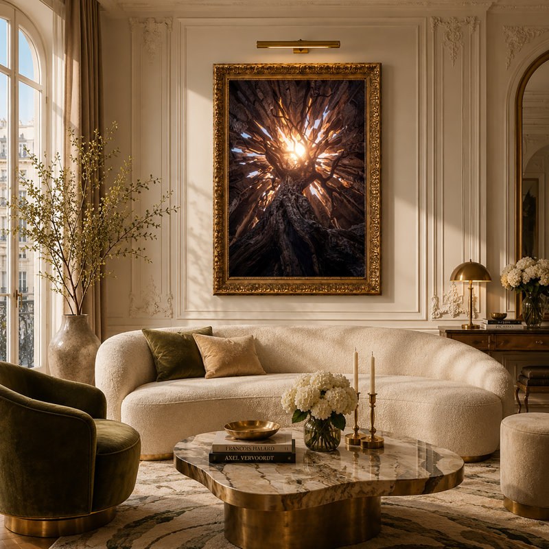 Art antique sur toile, "Tronc d'arbre antique", H 30 po x l 20 po