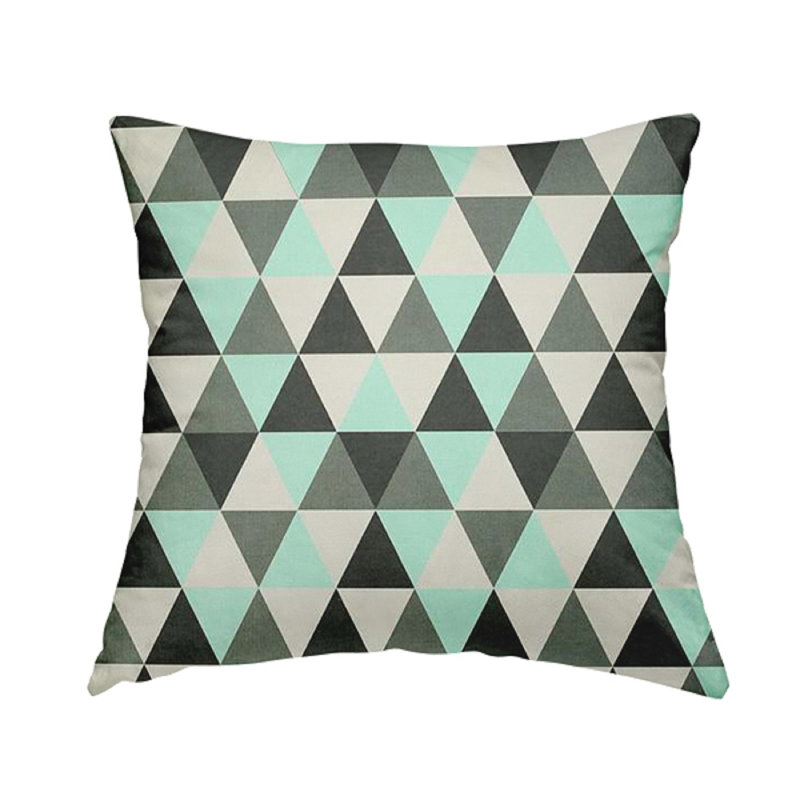 Barling Geometric Square Throw Cushion, 43cm H x 43cm W x 5cm D, Teal/Grey