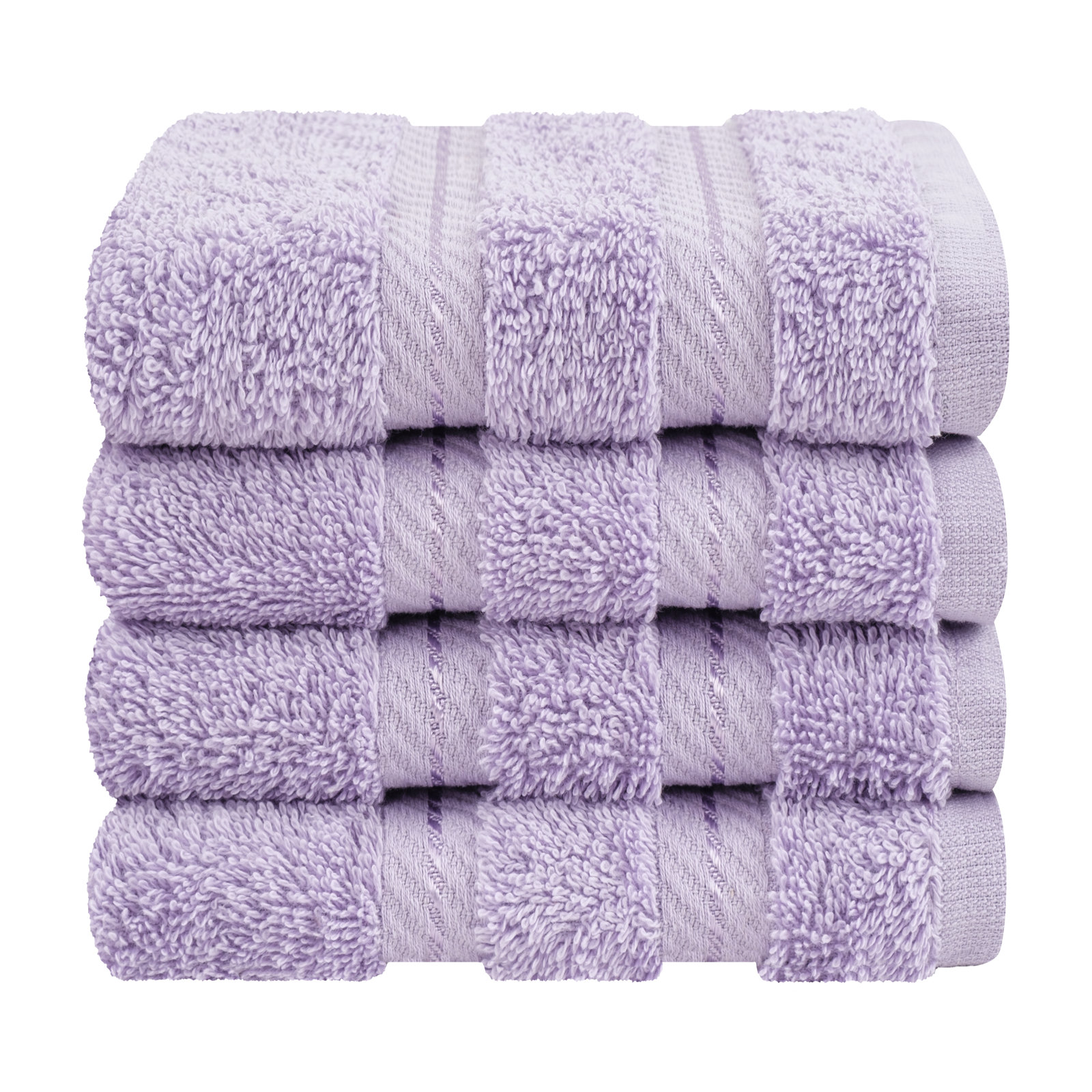Darcelle 100% Cotton 4-Piece Turkish Washcloth Set, Lilac