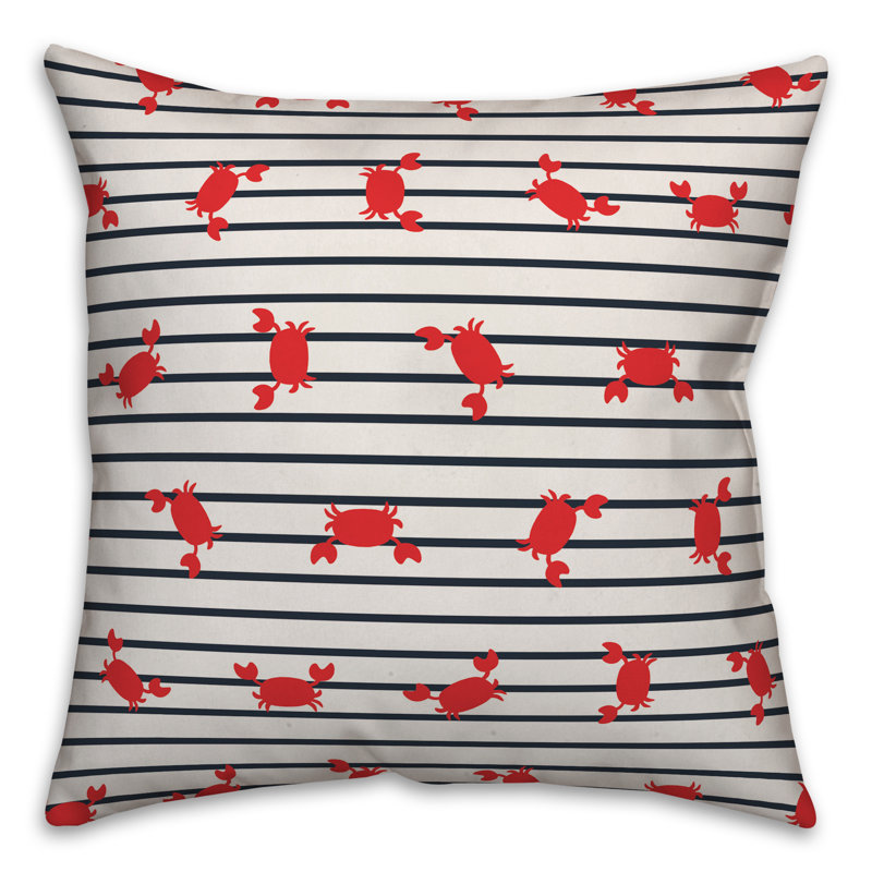  Coussin Dancing Crab, 16 po x 1 po, Polyester / Bourre en polyester