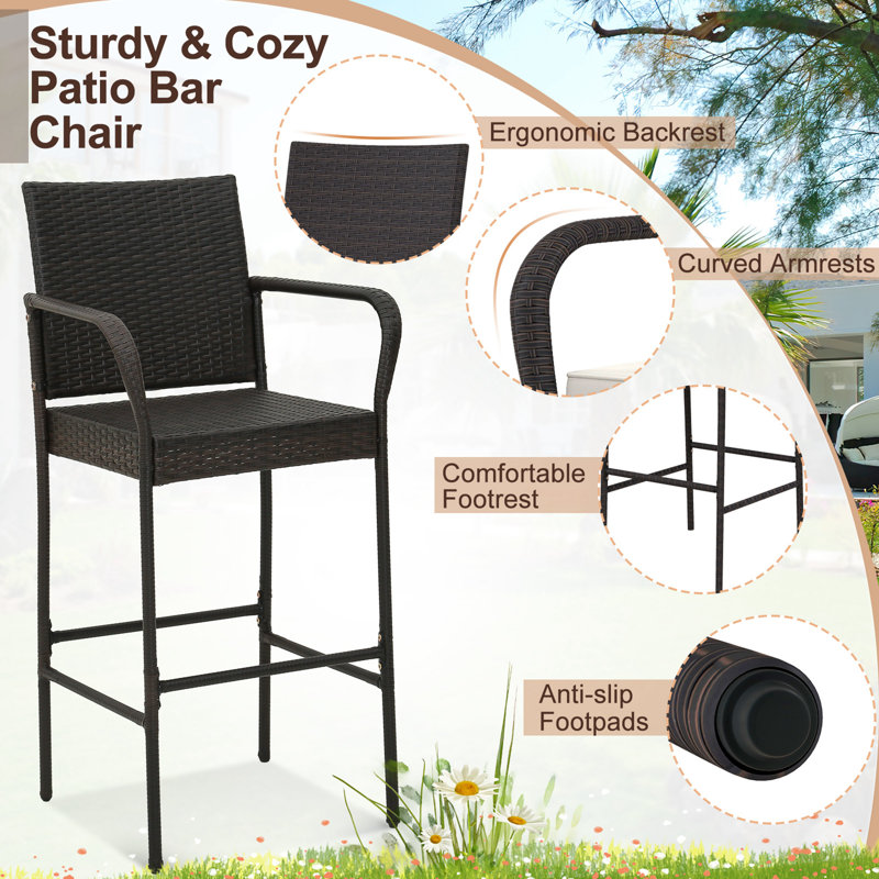 Outdoor 29.5'' Bar Stool with Cushion