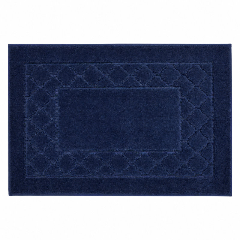 Tapis d'entrée géométrique lavable avec envers antidérapant, Marine, L 24 po x L 36 po