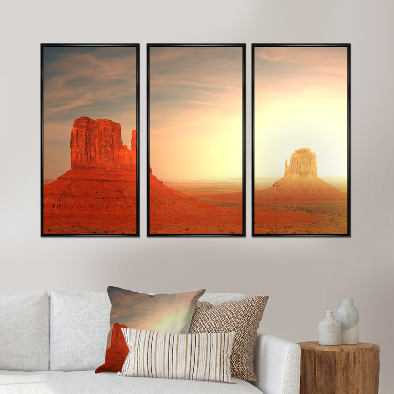 Monument Valley, Utah, États-Unis, ensemble d'art mural sur toile, paysage, H 28 po x l 36 po x P 1 po, Cadre flottant noir