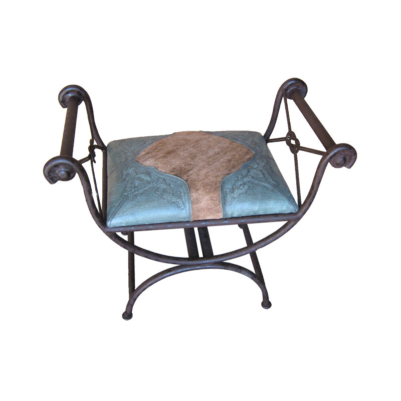 Colonial Leather Bench, Turquoise