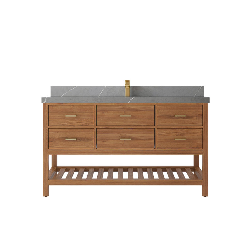 Ensemble de meuble-lavabo simple 60 po Parker, Gris Piatra