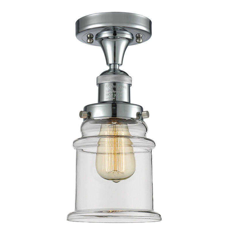 Plafonnier semi-encastré cylindrique simple 6 po Arley, Transparent, Ampoule DEL 6 watts Vinage, Chrome poli