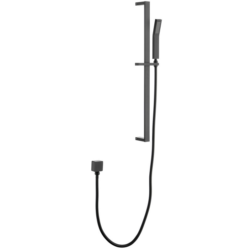 Douche à main avec barre coulissante en acier inoxydable et plusieurs options de jet en noir mat de 28 pouces pour plus de polyvalence