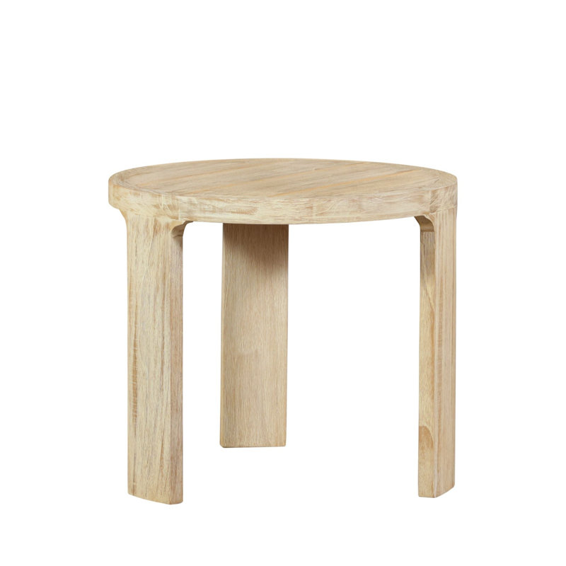 Table de bout d'extérieur en bois de teck massif naturel Eclipse, Beige