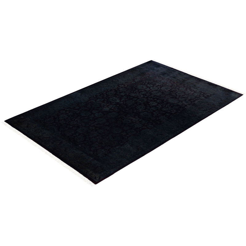 Overdyed One-of-a-Kind Rectangle 4'1" X 6'5" Hand Knotted Area Rug