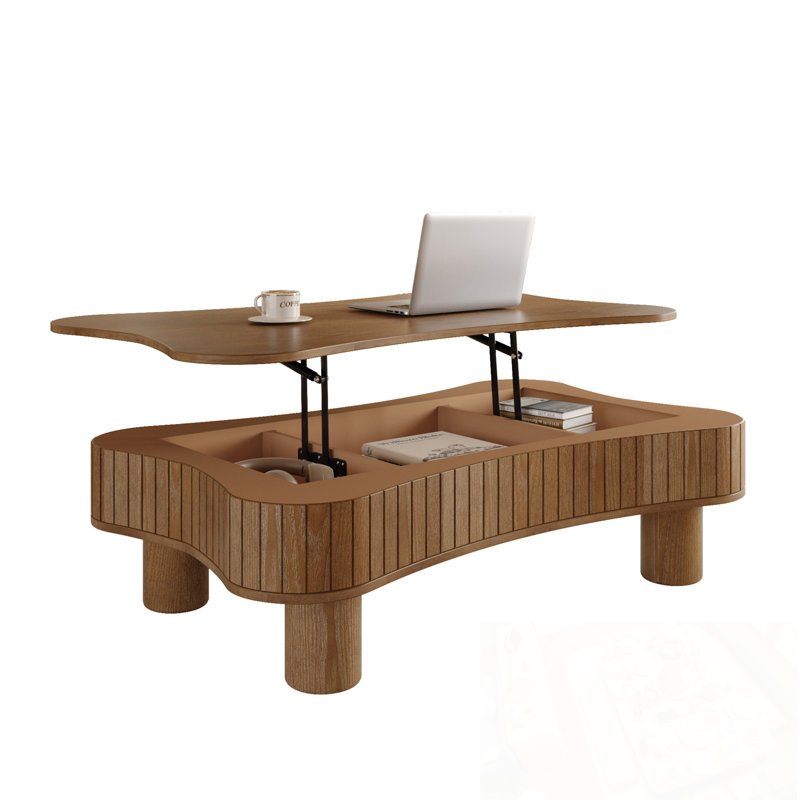 Charette à plateau relevable avec rangement dissimulé, Noyer