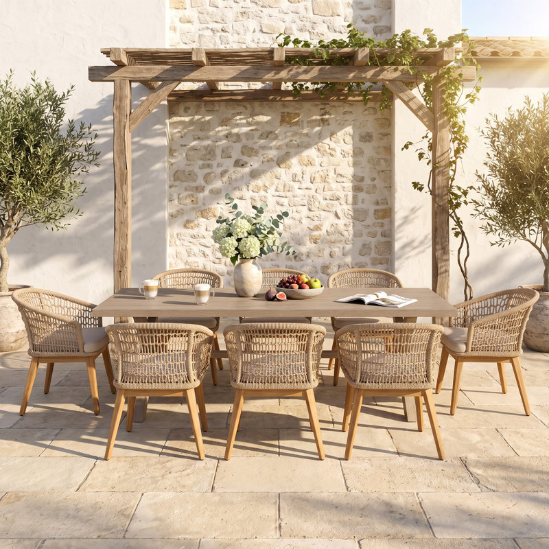 Ensemble repas d'extérieur pour 8 personnes avec coussins