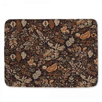 Intricate Floral Foliage Pattern Bath Mat