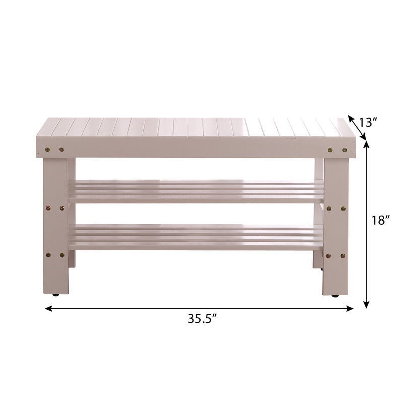 Pina Quality Solid Wood Shoe Bench, Cherry
